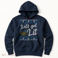 Funny Ugly Hanukkah Lets Get Lit Menorah Hoodie thumb 0