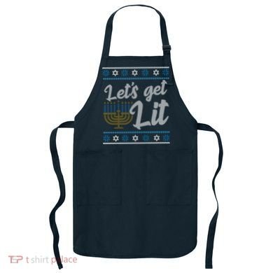 Funny Ugly Hanukkah Lets Get Lit Menorah Apron