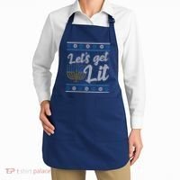 Funny Ugly Hanukkah Lets Get Lit Menorah Apron thumb 2