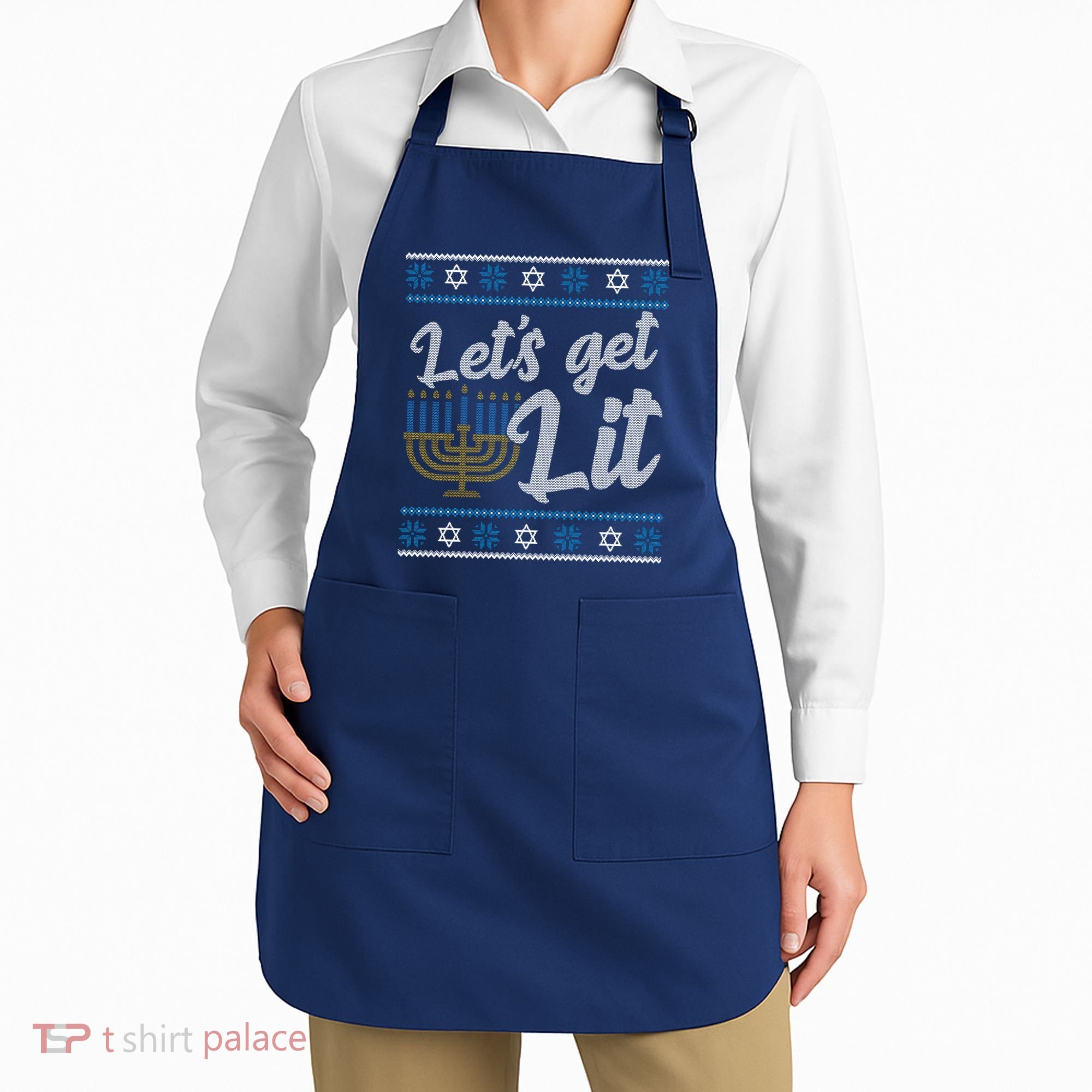 Funny Ugly Hanukkah Lets Get Lit Menorah Apron