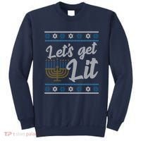 Funny Ugly Hanukkah Lets Get Lit Menorah Sweatshirt thumb 0