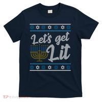 Funny Ugly Hanukkah Lets Get Lit Menorah T-Shirt thumb 0