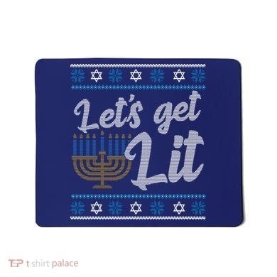 Funny Ugly Hanukkah Lets Get Lit Menorah Mousepad