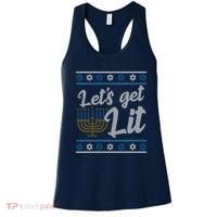 Funny Ugly Hanukkah Lets Get Lit Menorah Women's Tank Top thumb 0