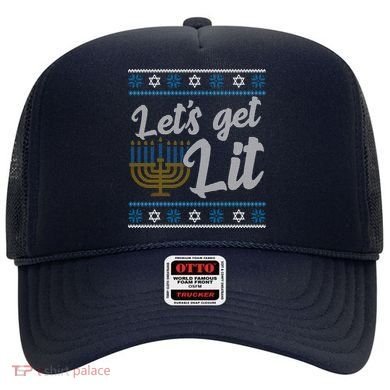Funny Ugly Hanukkah Lets Get Lit Menorah Hat