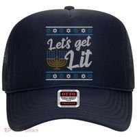 Funny Ugly Hanukkah Lets Get Lit Menorah Hat thumb 0