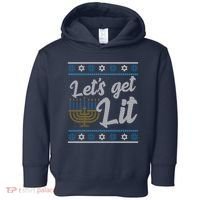 Funny Ugly Hanukkah Lets Get Lit Menorah Toddler Hoodie thumb 0