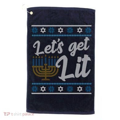 Funny Ugly Hanukkah Lets Get Lit Menorah Golf Towel