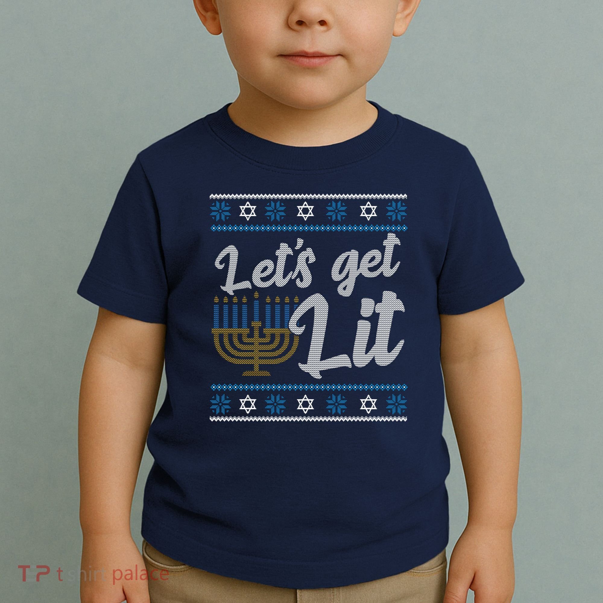 Funny Ugly Hanukkah Lets Get Lit Menorah Toddler T-Shirt