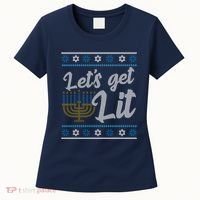 Funny Ugly Hanukkah Lets Get Lit Menorah Women's T-Shirt thumb 0