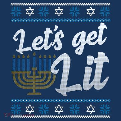 Funny Ugly Hanukkah Lets Get Lit Menorah Women's T-Shirt