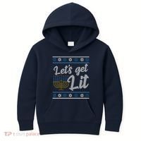Funny Ugly Hanukkah Lets Get Lit Menorah Kids Hoodie thumb 0