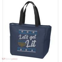 Funny Ugly Hanukkah Lets Get Lit Menorah Tote Bag thumb 3