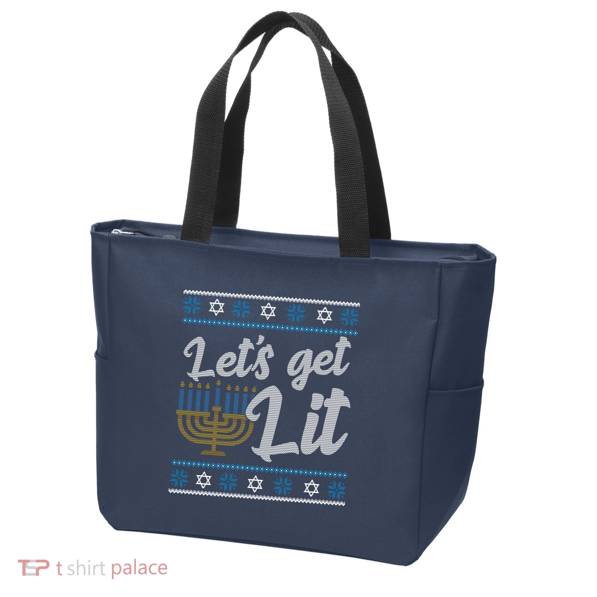 Funny Ugly Hanukkah Lets Get Lit Menorah Tote Bag