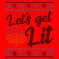 Funny Ugly Hanukkah Lets Get Lit Menorah Santa Hat thumb 1