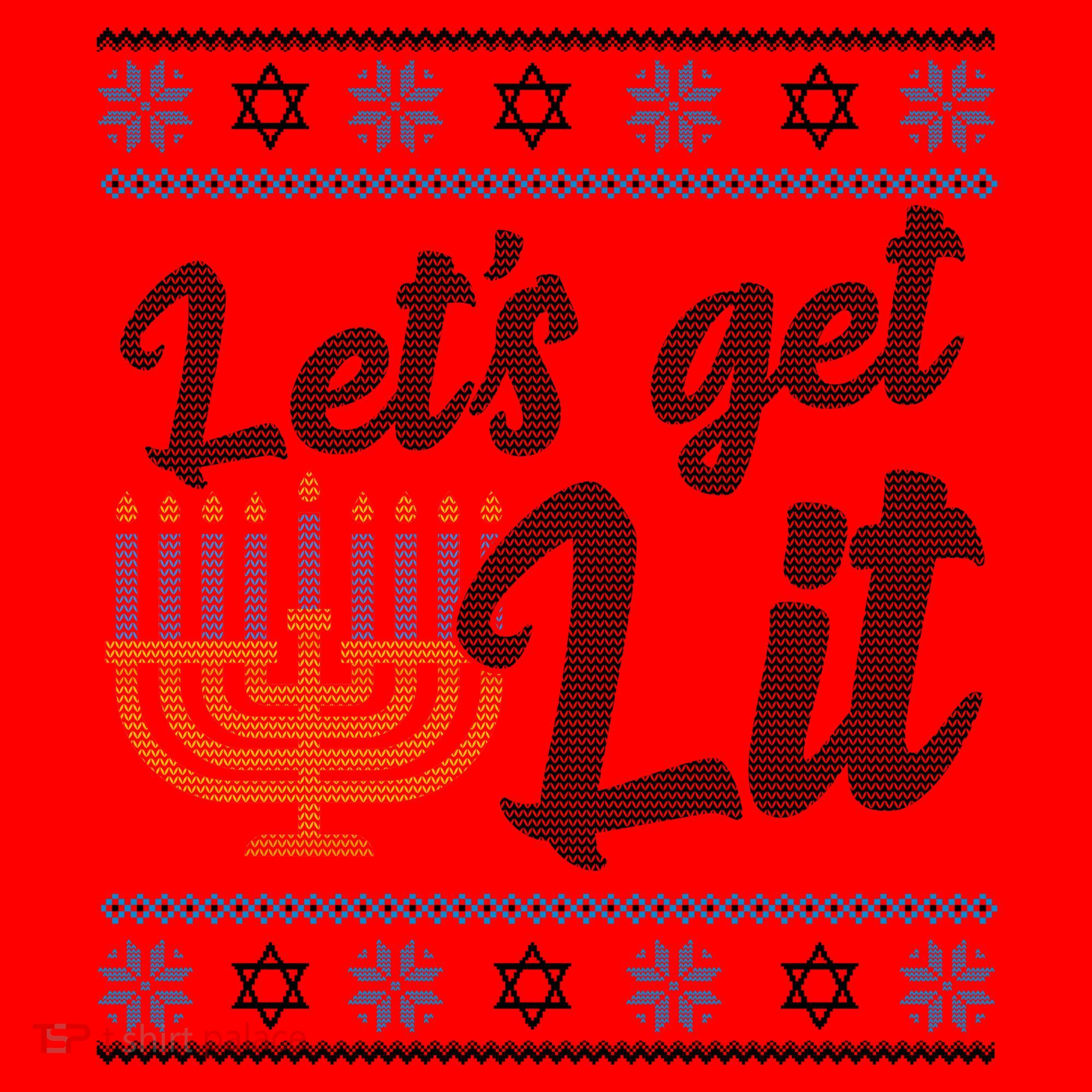 Funny Ugly Hanukkah Lets Get Lit Menorah Santa Hat