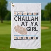Funny Ugly Hanukkah Challah At Ya Girl Golf Towel thumb 1