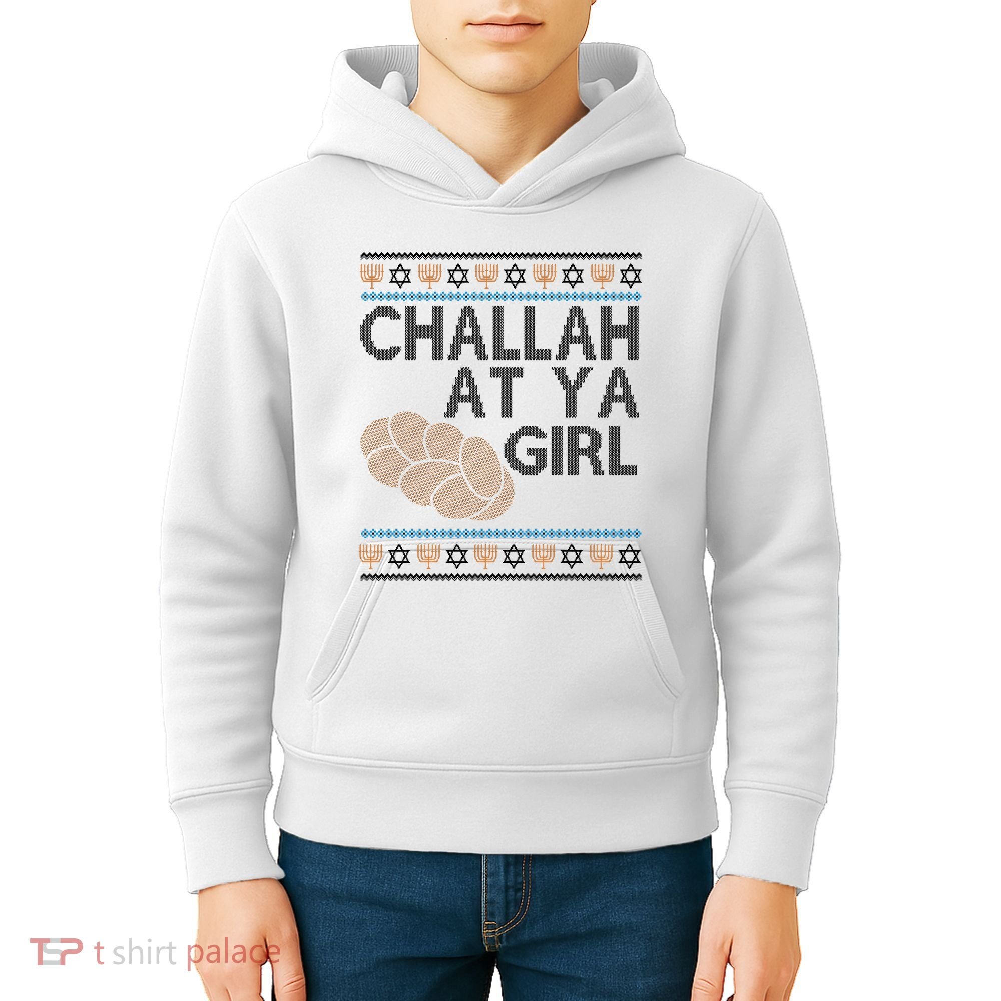 Funny Ugly Hanukkah Challah At Ya Girl Kids Hoodie