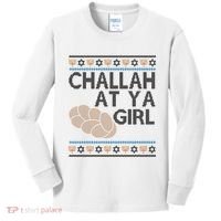 Funny Ugly Hanukkah Challah At Ya Girl Kids Long Sleeve Shirt thumb 0