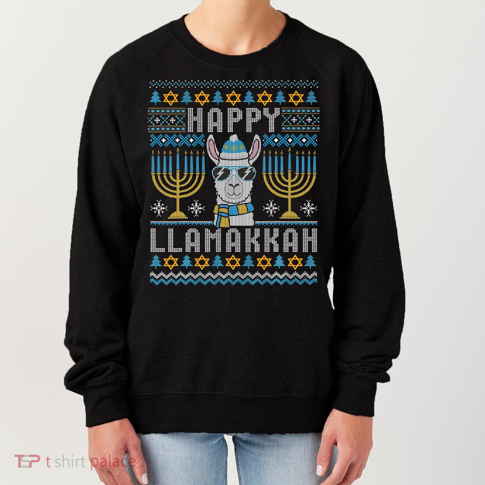 Funny Ugly Hanukkah Sweater Llama Llamakkah Gift Women's Sweatshirt