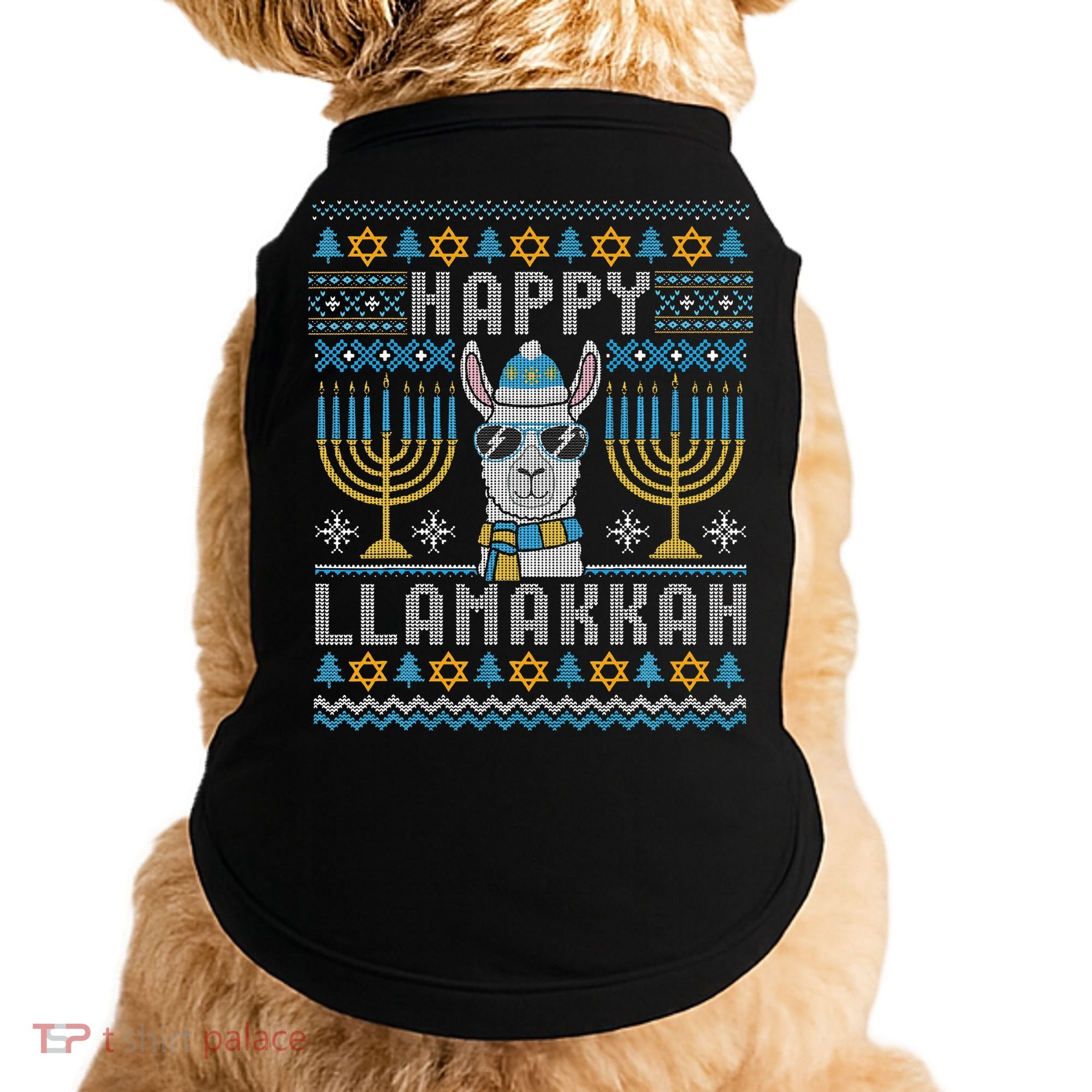 Funny Ugly Hanukkah Sweater Llama Llamakkah Gift Doggie Tank