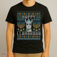 Funny Ugly Hanukkah Sweater Llama Llamakkah Gift T-Shirt thumb 3