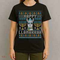 Funny Ugly Hanukkah Sweater Llama Llamakkah Gift T-Shirt thumb 4