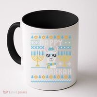 Funny Ugly Hanukkah Sweater Llama Llamakkah Gift Coffee Mug thumb 0