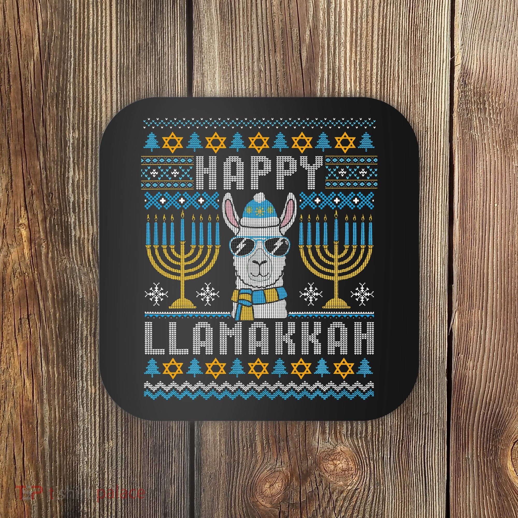 Funny Ugly Hanukkah Sweater Llama Llamakkah Gift Coaster