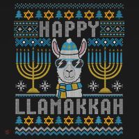 Funny Ugly Hanukkah Sweater Llama Llamakkah Gift Women's Hoodie thumb 2
