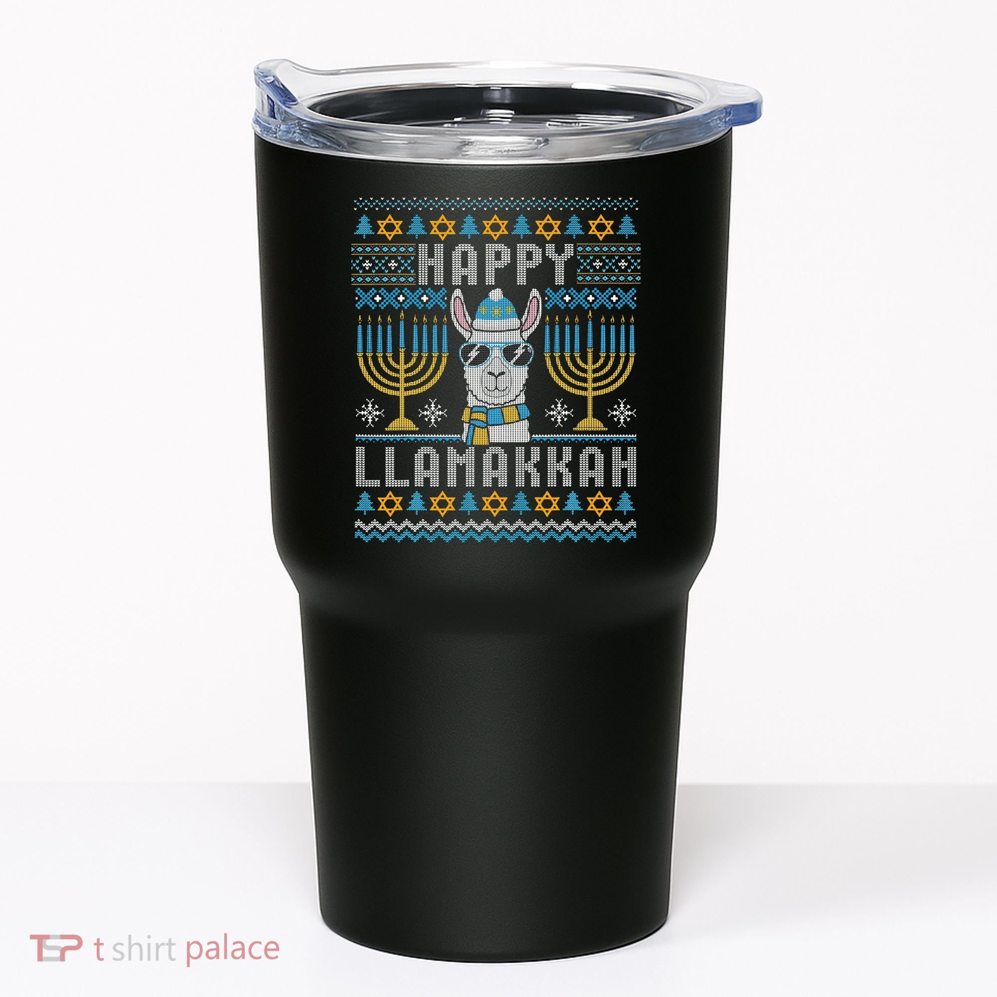 Funny Ugly Hanukkah Sweater Llama Llamakkah Gift Tumbler