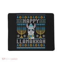 Funny Ugly Hanukkah Sweater Llama Llamakkah Gift Mousepad thumb 0