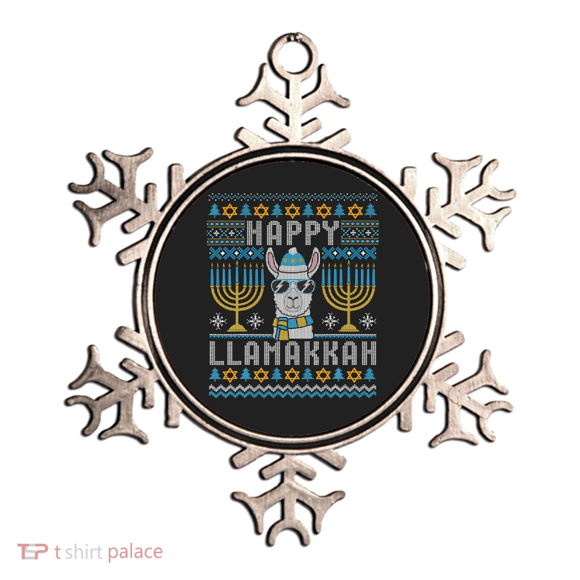 Funny Ugly Hanukkah Sweater Llama Llamakkah Gift Ornament