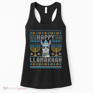 Funny Ugly Hanukkah Sweater Llama Llamakkah Gift Women's Tank Top