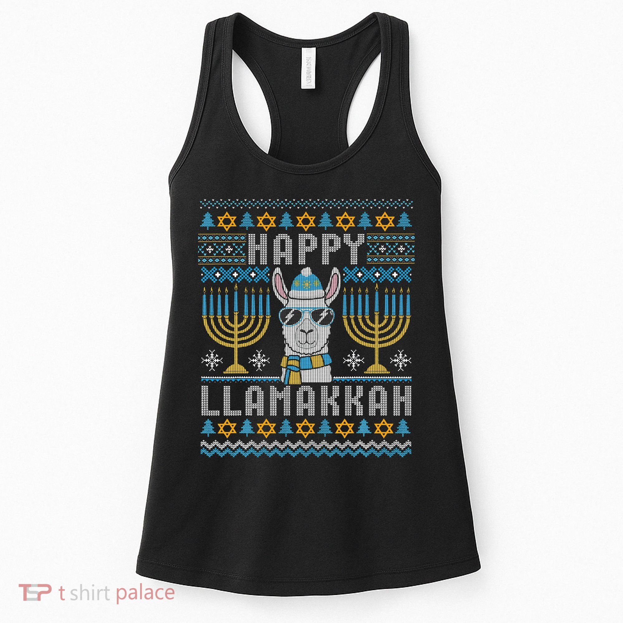 Funny Ugly Hanukkah Sweater Llama Llamakkah Gift Women's Tank Top