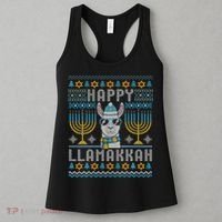 Funny Ugly Hanukkah Sweater Llama Llamakkah Gift Women's Tank Top thumb 3