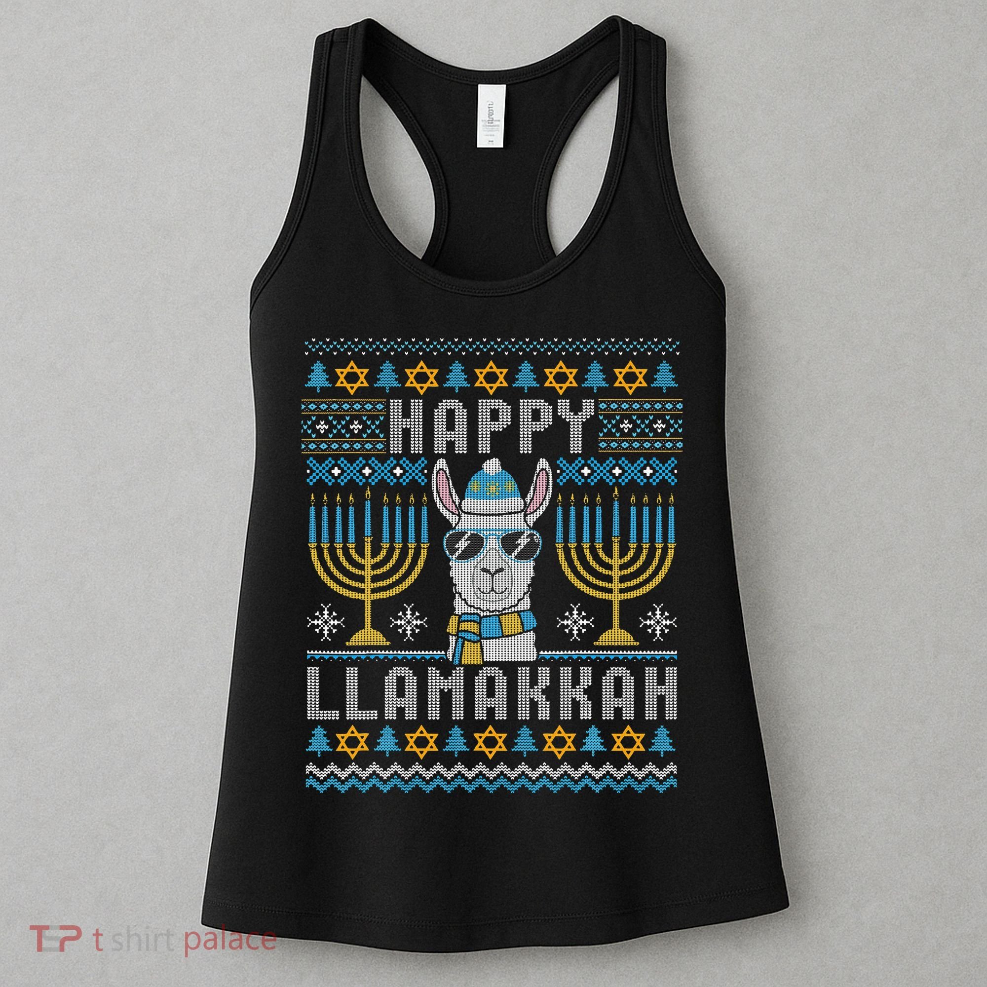Funny Ugly Hanukkah Sweater Llama Llamakkah Gift Women's Tank Top