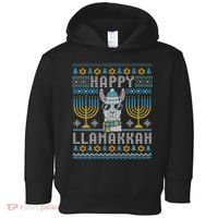 Funny Ugly Hanukkah Sweater Llama Llamakkah Gift Toddler Hoodie thumb 0