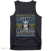 Funny Ugly Hanukkah Sweater Llama Llamakkah Gift Tank Top thumb 0