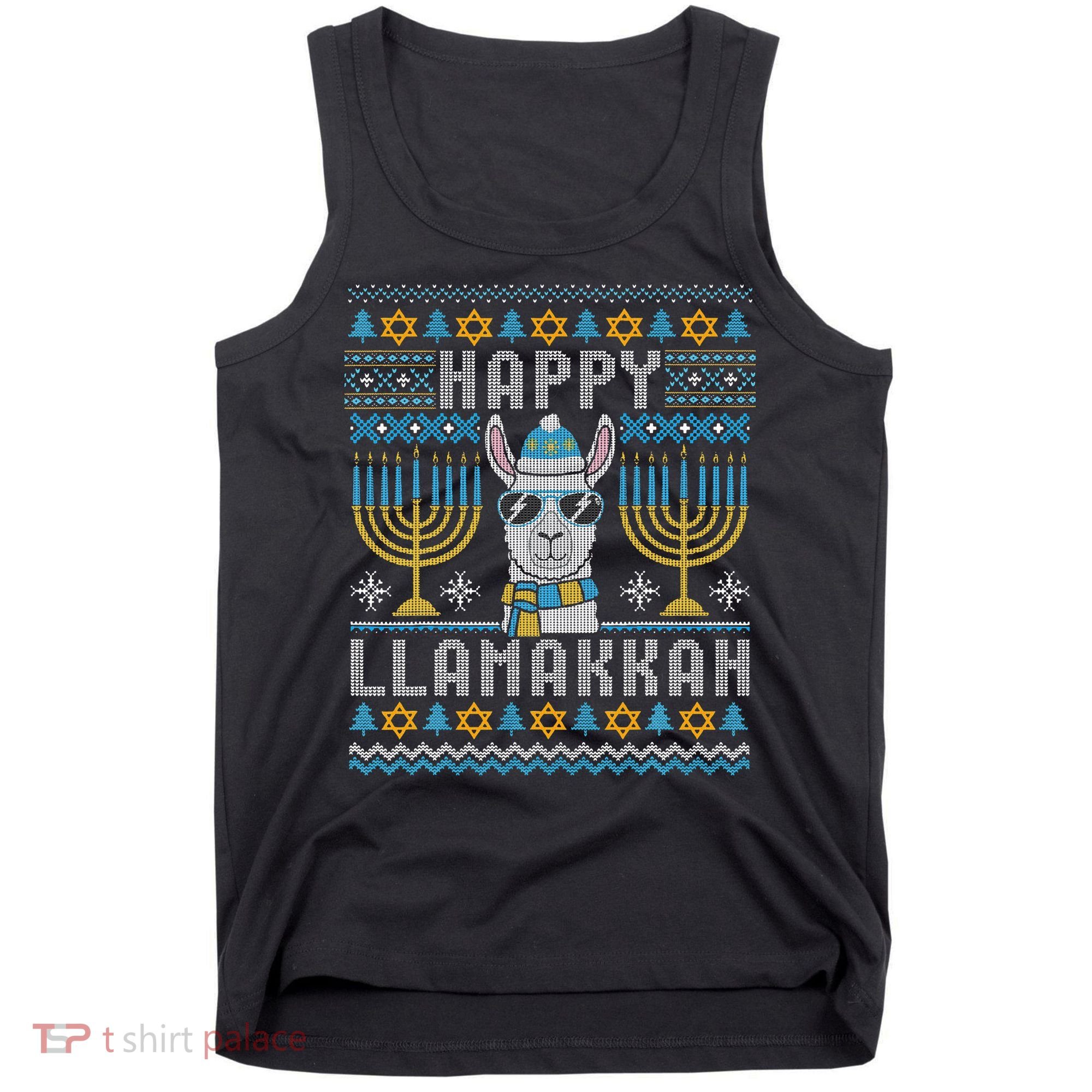 Funny Ugly Hanukkah Sweater Llama Llamakkah Gift Tank Top