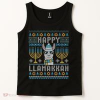 Funny Ugly Hanukkah Sweater Llama Llamakkah Gift Tank Top thumb 2