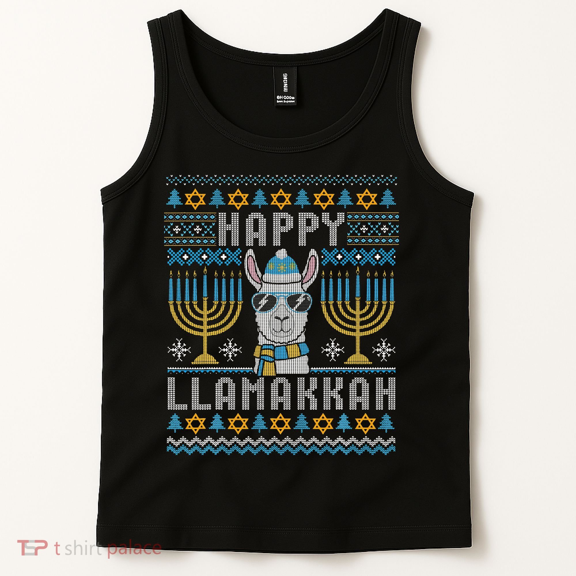 Funny Ugly Hanukkah Sweater Llama Llamakkah Gift Tank Top
