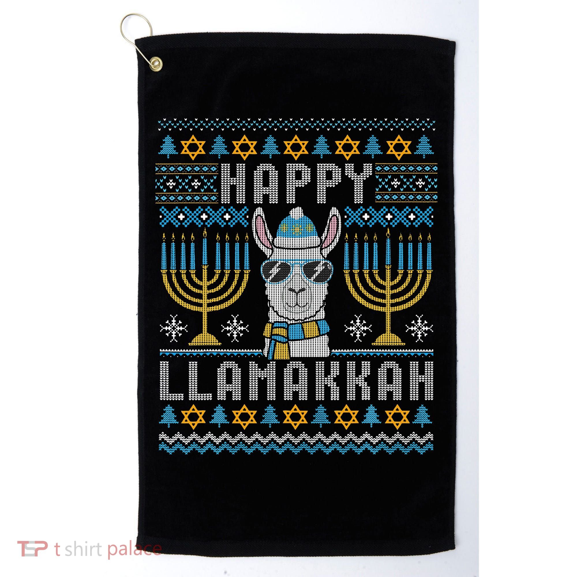 Funny Ugly Hanukkah Sweater Llama Llamakkah Gift Golf Towel