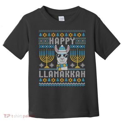Funny Ugly Hanukkah Sweater Llama Llamakkah Gift Toddler T-Shirt