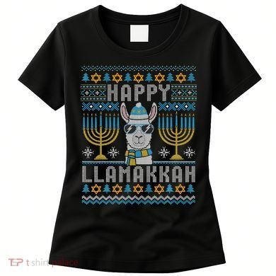 Funny Ugly Hanukkah Sweater Llama Llamakkah Gift Women's T-Shirt