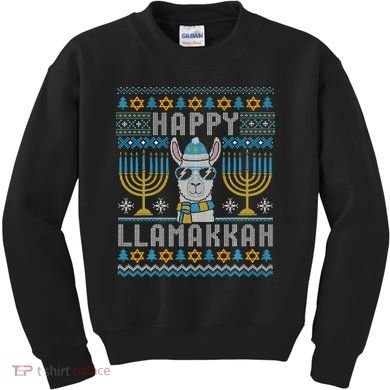 Funny Ugly Hanukkah Sweater Llama Llamakkah Gift Kids Sweatshirt