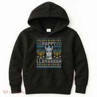 Funny Ugly Hanukkah Sweater Llama Llamakkah Gift Kids Hoodie thumb 0
