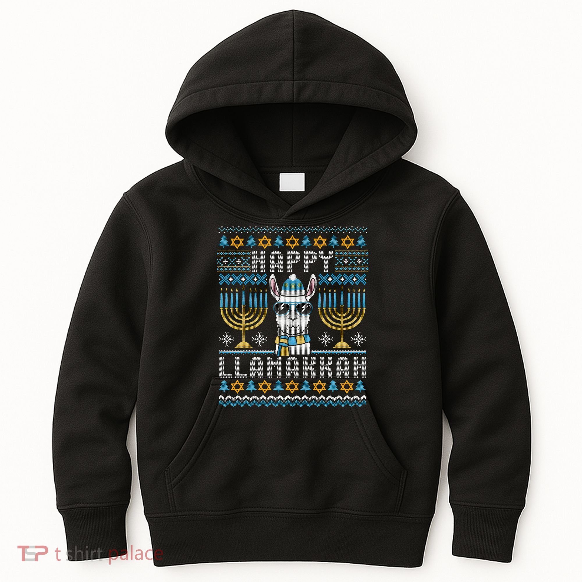 Funny Ugly Hanukkah Sweater Llama Llamakkah Gift Kids Hoodie