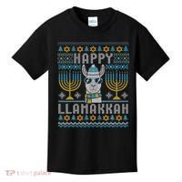 Funny Ugly Hanukkah Sweater Llama Llamakkah Gift Kids T-Shirt thumb 0
