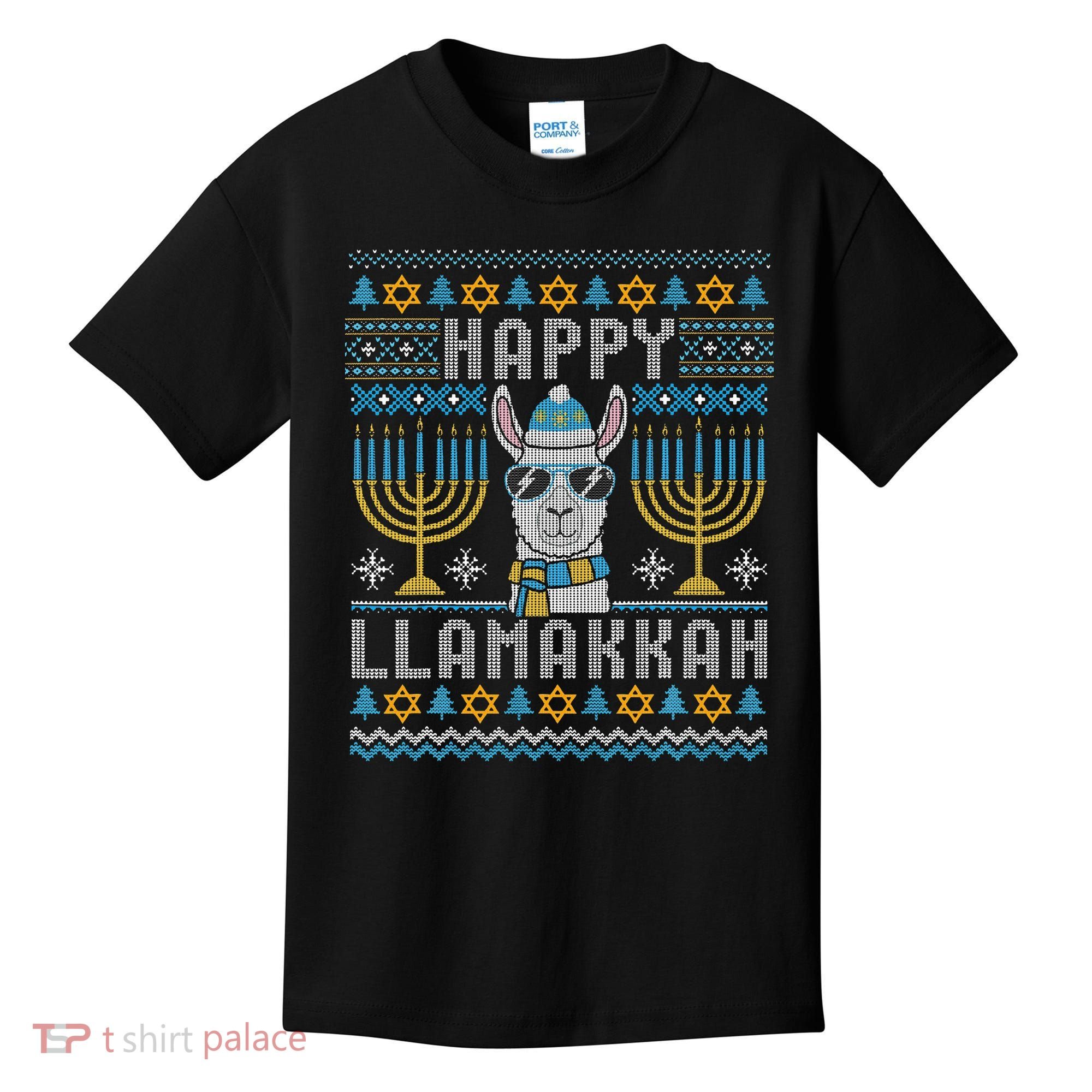 Funny Ugly Hanukkah Sweater Llama Llamakkah Gift Kids T-Shirt
